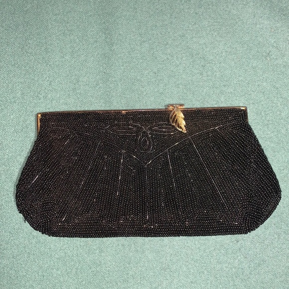 Handbags - Vintage black beaded clutch